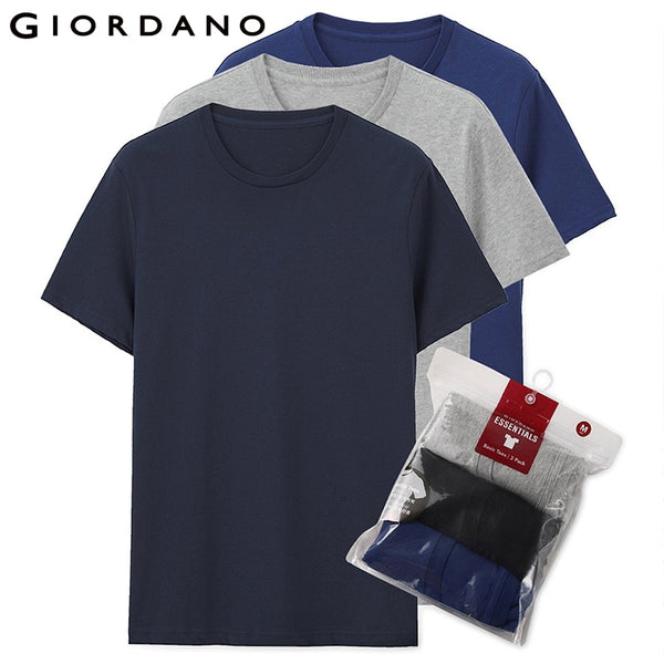 Giordano Men T Shirt Men Short Sleeves 3-pack Tshirt Men Solid Cotton Mens Tee Summer T Shirt Men Clothing Sous Vetement Homme