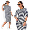 5XL 6XL Large Size 2018 Spring Summer Dress Big Size Dress White Black Striped Dresses Plus Size Women Clothing Belt Vestidos