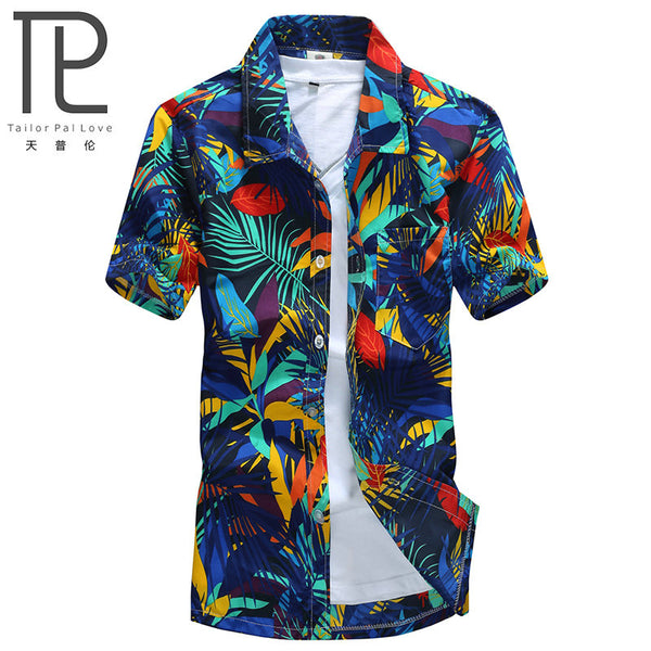 Mens Hawaiian Shirt Male Casual camisa masculina  Printed Beach Shirts Short Sleeve brand clothing Free Shipping Asian Size 5XL