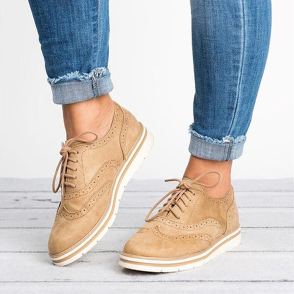 Plus Size 35-43 Women Flat Hollow Platform Shoes Oxfords British Style Ladies Creepers Brogue Shoe For Female Lace Up Footwear