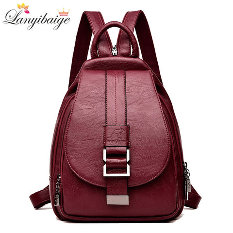 Winter 2018 Women Leather Backpacks Fashion Shoulder Bag Female Backpack Ladies Travel Backpack Mochilas School Bags For Girls