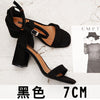 Beige Black Gladiator Sandals Summer Office High Heels Shoes Woman Buckle Strap Pumps Casual Women Shoes Plus Size 34-40 n686