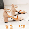 Beige Black Gladiator Sandals Summer Office High Heels Shoes Woman Buckle Strap Pumps Casual Women Shoes Plus Size 34-40 n686