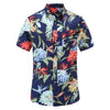 2019 New Summer Mens Short Sleeve Beach Hawaiian Shirts Cotton Casual Floral Shirts Regular Plus Size 3XL Mens clothing Fashion