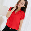 2019 Summer Women Chiffon Blouse Short Sleeve Red Ladies Office Ladies Shirts Plus Size Work Top Plus Size Casul Female Clothing