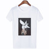 Women Summer Fashion Tumblr Tops Streetwear White Gray Black Tshirt Aesthetics Flowers Feather Print Harajuku Casual T-Shirt